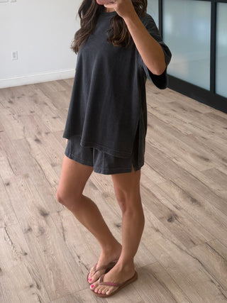 Field Day Tee + Shorts Set | Washed Black