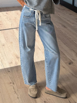 Andie Drawstring Barrel Jeans | +Plus Available