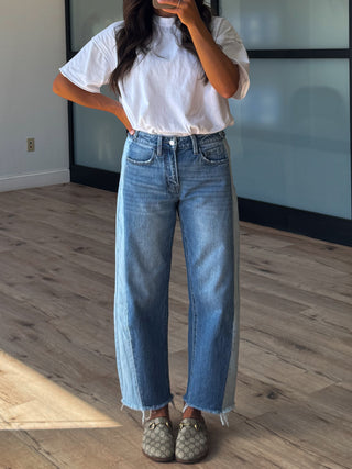 Dual Tone Barrel Jeans | RESTOCK