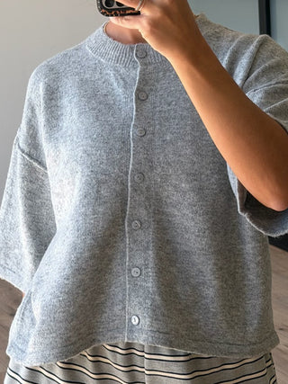 Lennox Short Sleeve Knit Cardigan | Grey