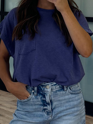 Relaxed Cotton Pocket Tee | Indigo