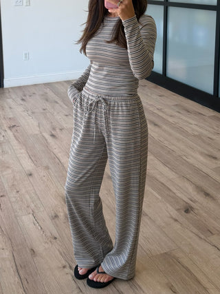 Slow Days Stripe Long Sleeve Top | Granite