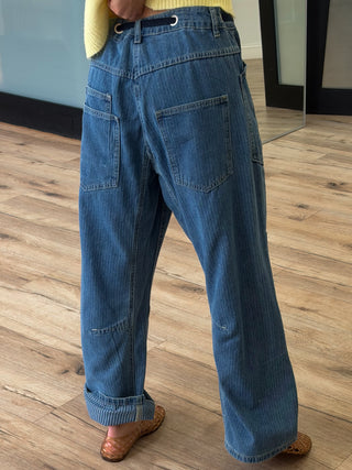 Jules Drawstring Barrel Pants | Medium Jacquard