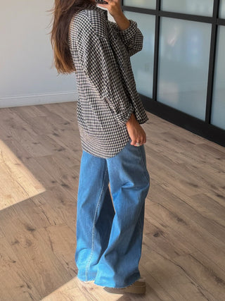 Archie Gingham Button-Down Blouse
