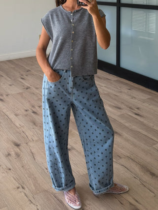 Dot Rally Barrel Pants | Denim