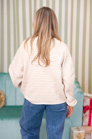 Isla Cardigan | Mini Striped Sand