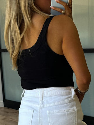 Scoop Essential Ribbed Tank | Black | +Plus Available