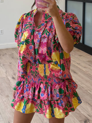 Copacabana Puff Sleeve Blouse | Tropical Passionfruit