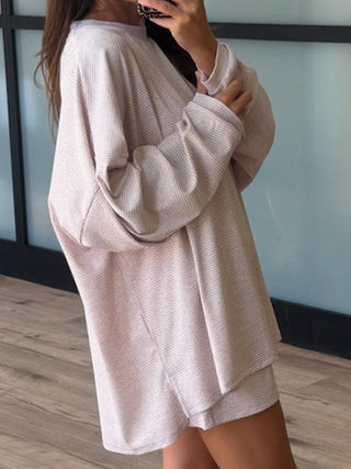 Easy Going Ribbed Stripe Pullover | Lilac