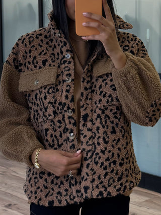 Patched Up Leopard Teddy Shacket