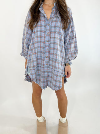 Stone Cliff Plaid Tunic | Peri Blue | +Plus Available | RESTOCK