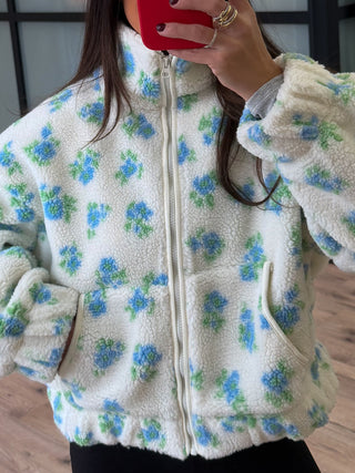 Zinnia Sherpa Zip-Up Jacket | Blue