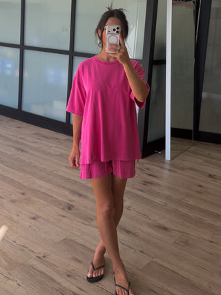 Roam Tee + Shorts Set | Raspberry