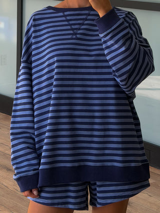Leisure Stripe Pullover | Deep Sea