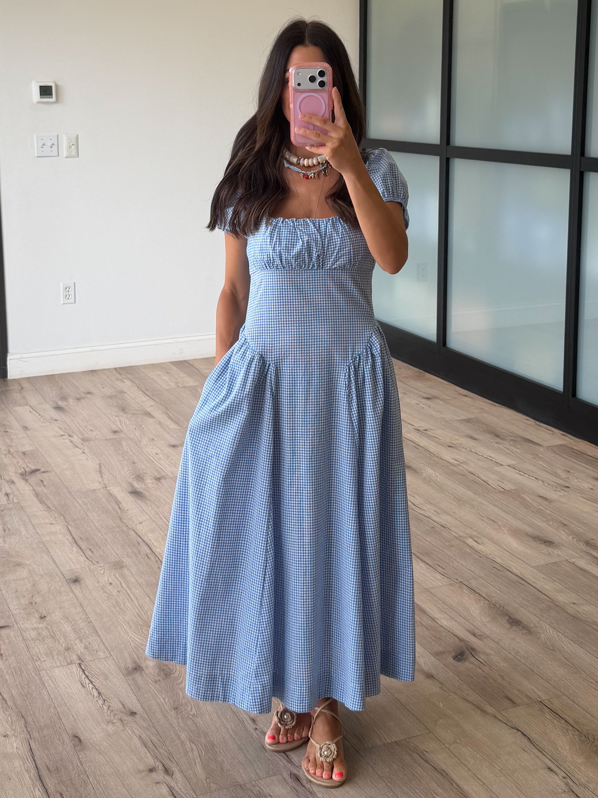 Southern Skies Gingham Dress