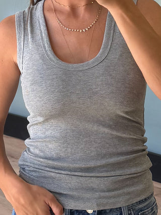 Standard Scoop Ribbed Tank | Grey