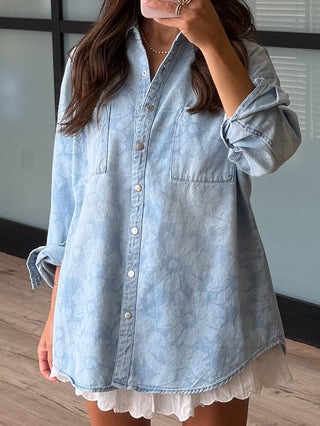 Jordyn Floral Denim Shacket | +Plus Available