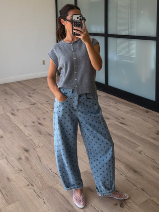 Dot Rally Barrel Pants | Denim