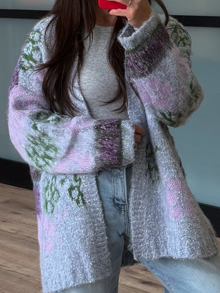 Kinslei Fuzzy Knit Cardigan | Silver Meadow