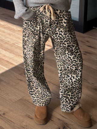 Jules Drawstring Barrel Pants | Leopard