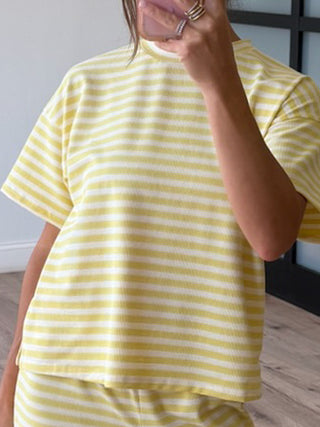 Miah Ribbed Knit Tee | Canary | RESTOCK