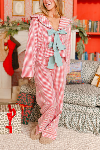 Peppermint Plaid Bow Set