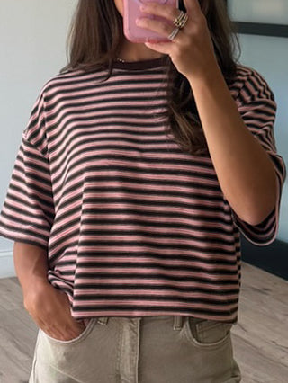 Cozy Era Oversized Knit Tee | Chocolate Blush