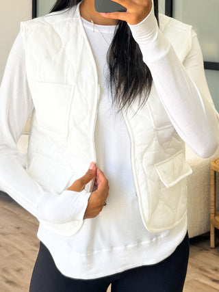 All Seasons Quilted Vest | White | +Plus Available | FINAL SALE