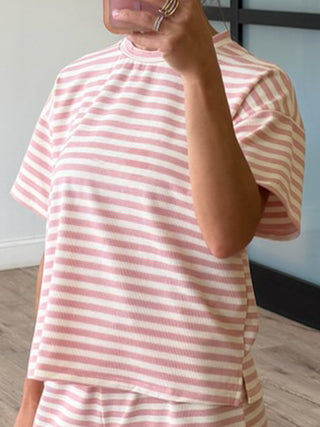 Miah Ribbed Knit Tee | Ballet Pink