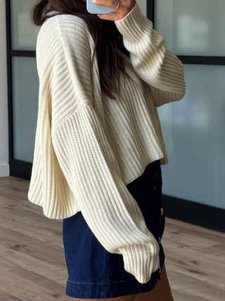 Huntley Ribbed Knit Sweater | Cream