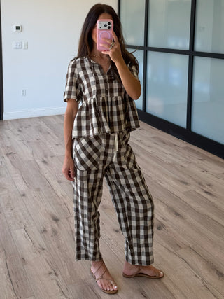 Brownie Points Gingham Peplum Top