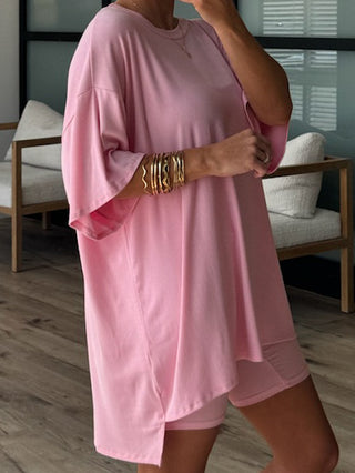 Novi Ribbed Tee + Shorts Set | Powder Pink | +Plus Available