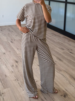 Miah Ribbed Knit Wide Leg Pants | Cocoa Cream