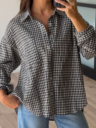Archie Gingham Button-Down Blouse