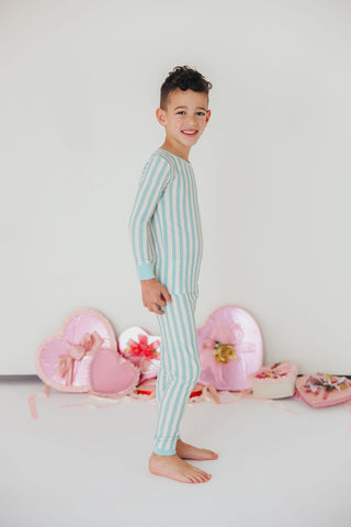 Kids Candy Stripe Pajama Set | Blue | Tiny Talulah