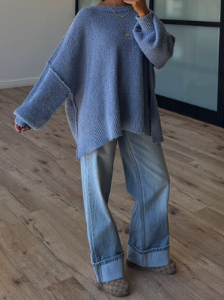 Lev Textured Sweater | Cornflower Blue | +Plus Available