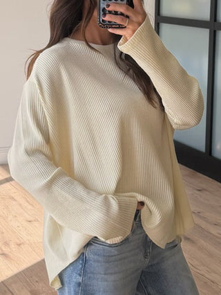 Averi Waffle Knit Top | Vanilla