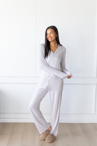 Checkered Pajama Set | Stone | +Plus Available