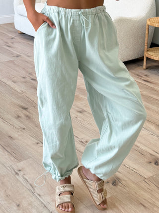 Cotton Parachute Pants | Mint | FINAL SALE