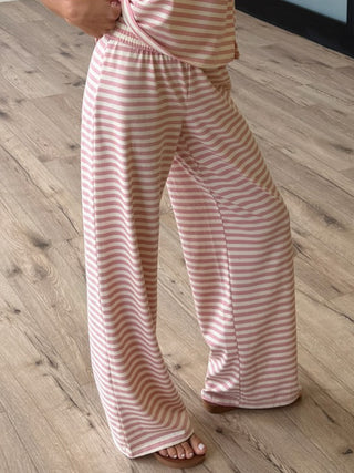 Miah Ribbed Knit Wide Leg Pants | Ballet Pink