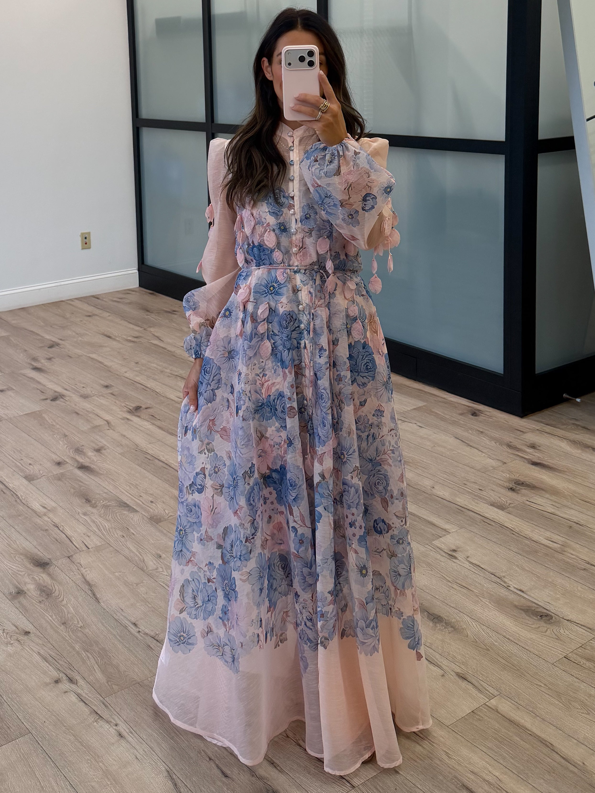 rose print maxi dress Women's Aimee Rose Pink Floral Bustier Maxi Dress | Color: Light Pink | Size: L