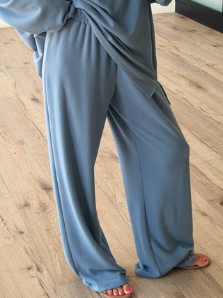 Just Chillin' Brush Knit Pants | Dusty Blue