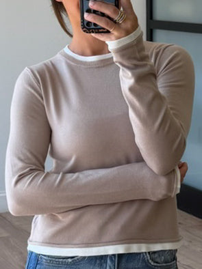 Think Twice Layered Knit Top | Mocha