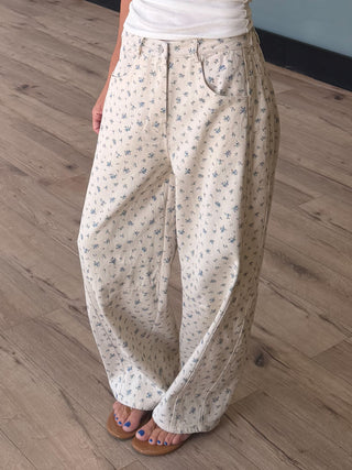 Wisteria Garden Barrel Jeans