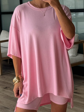 Novi Ribbed Tee + Shorts Set | Powder Pink | +Plus Available