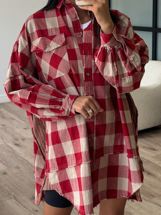 Orchard Plaid Shirt Dress | Candy Apple | +Plus Available