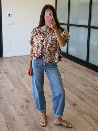 Copacabana Puff Sleeve Blouse | Leopard