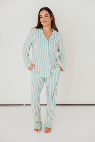 Candy Stripe Pajama Set | Blue | +Plus Available