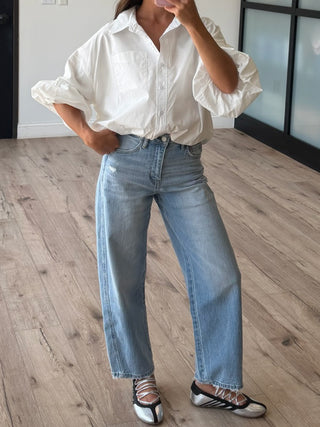 Priscilla Bubble Button-Down Top