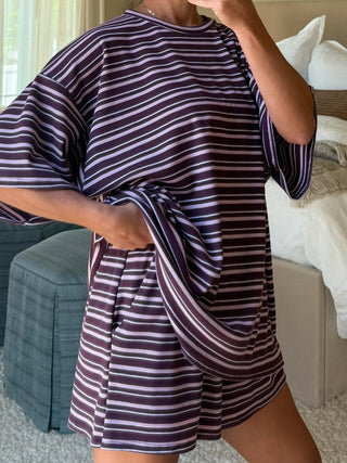 Jovi Waffle Knit Tee + Shorts Set | Plum | +Plus Available